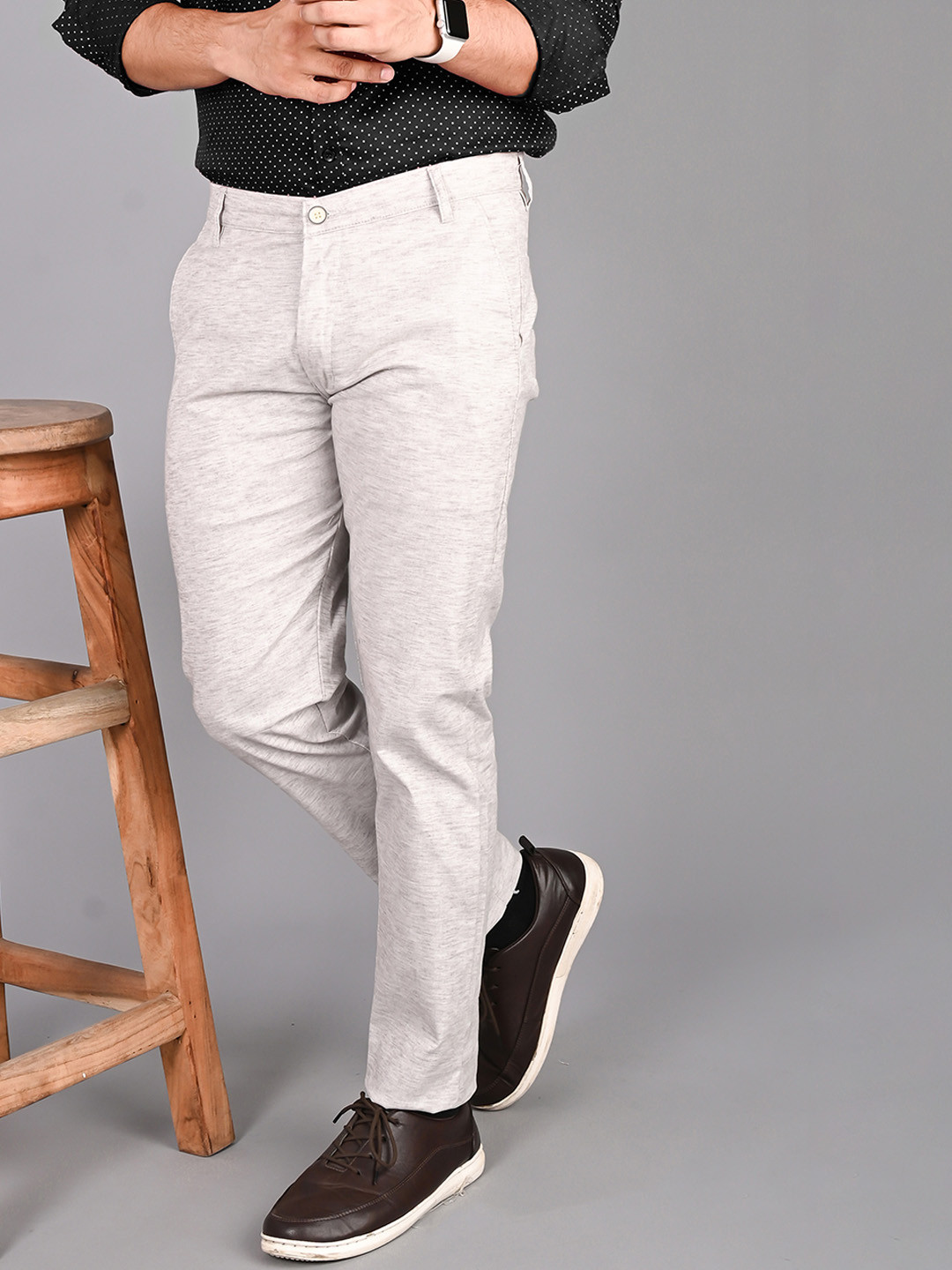 FUBAR Men Textured Relaxed Slim Fit Easy Wash Chinos Trousers