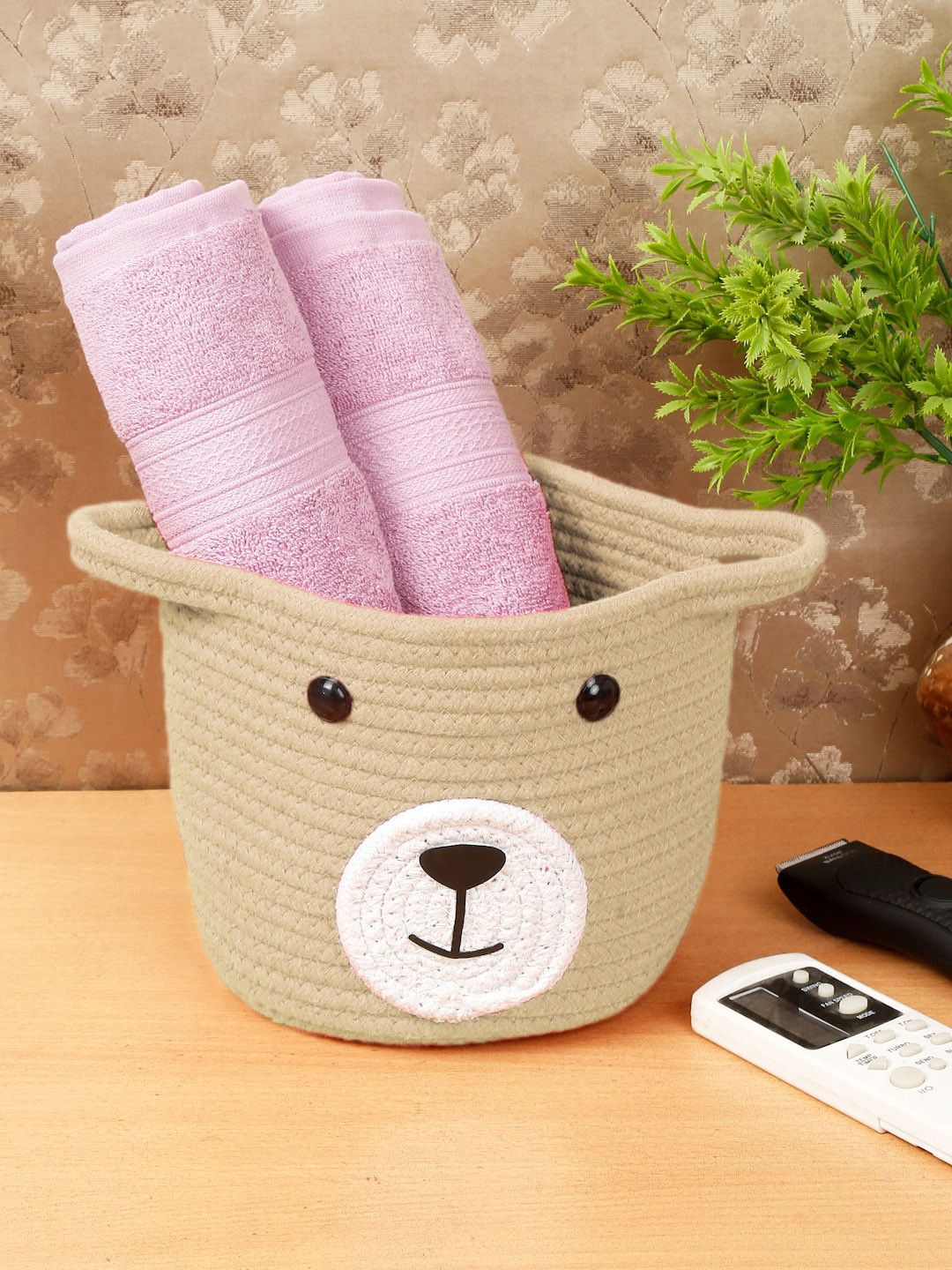 FABINALIV Beige & White Cartoon Designed Multipurpose Foldable Organiser