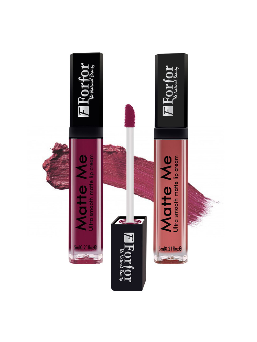 FORFOR Set Of 2 Matte Me Ultra Smooth Liquid Lipsticks - Maroon+Nude