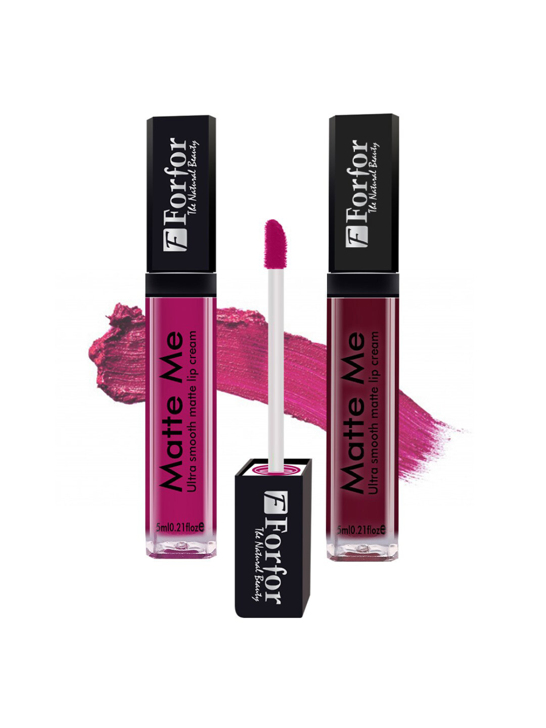 FORFOR Matte Me 2Pc Long Lasting Liquid Matte Lipstick- Vintage Wine 119- Fuchsia Pink 115