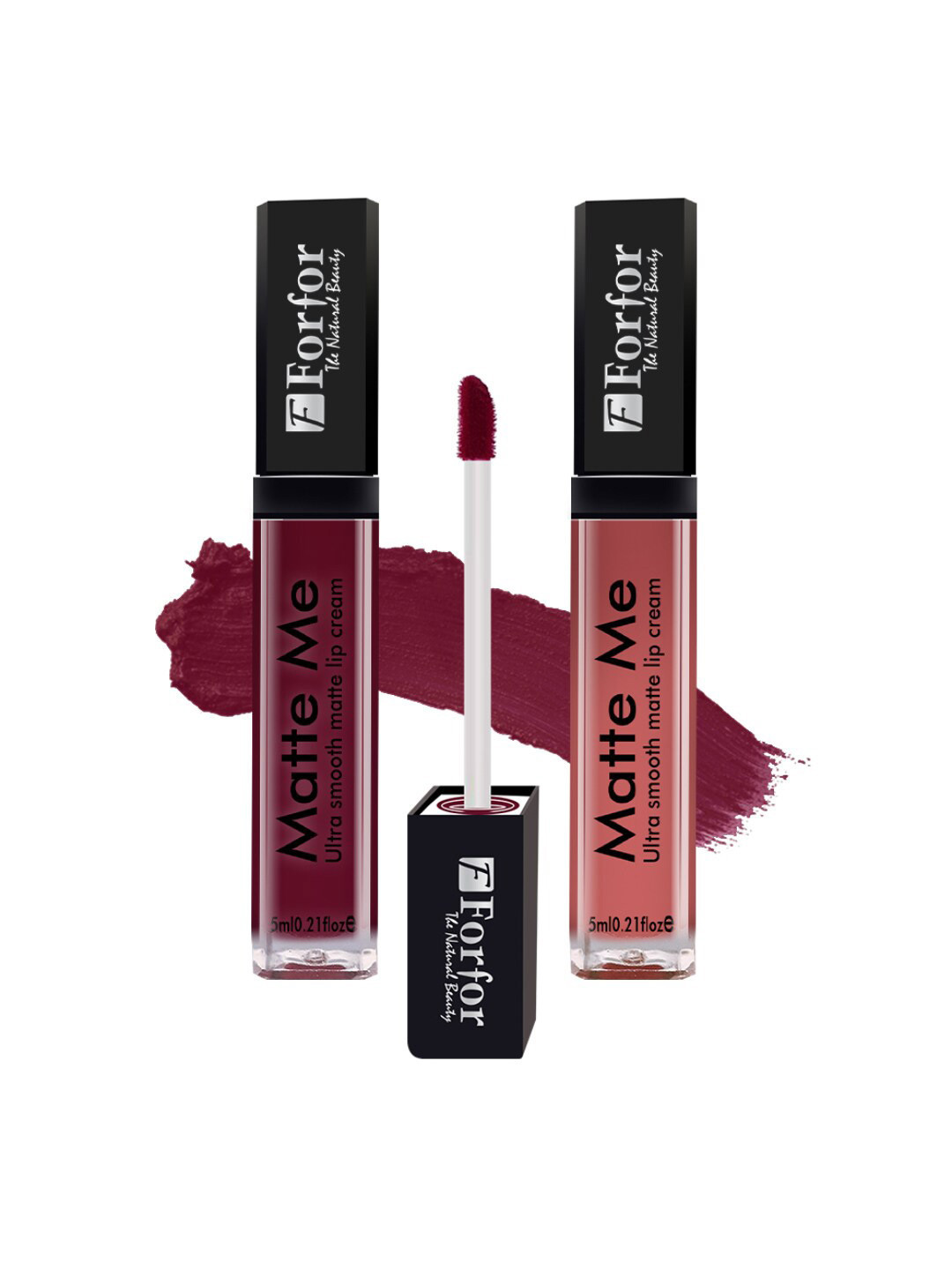 FORFOR Set Of 2 Matte Me Ultra Smooth Liquid Lipsticks - Ruby Red+Nude
