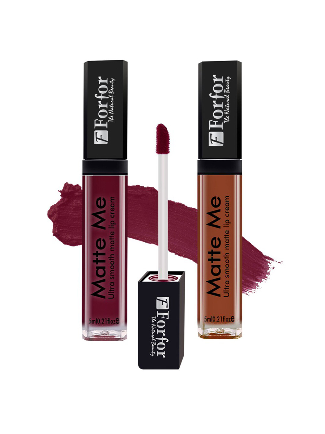 FORFOR Matte Me 2Pcs Long Lasting Liquid Matte Lipstick - Brown 119-Ruby Red 116