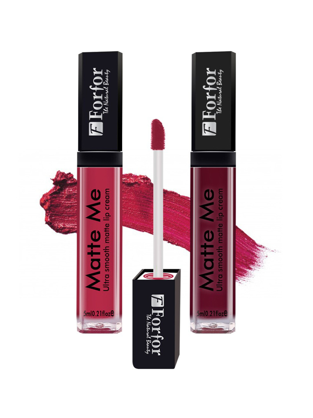 FORFOR Set Of 2 Matte Me Ultra Smooth Liquid Lipsticks - Rose Red+Ruby Red