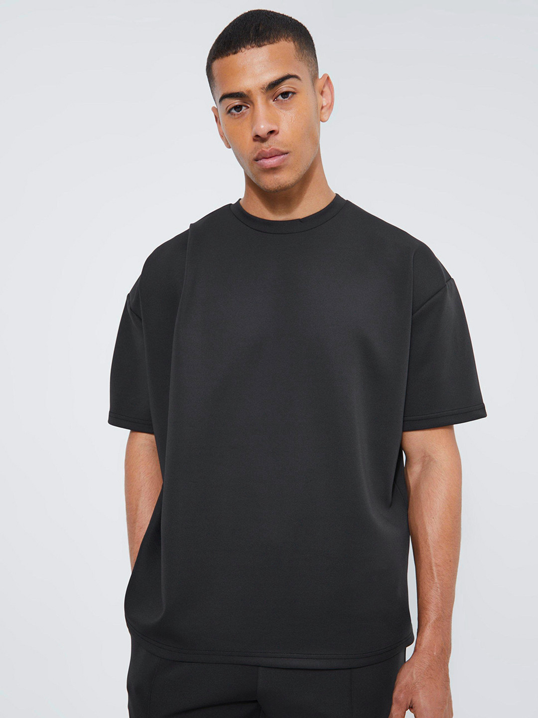 boohooMAN Round Neck Oversized Scuba T-shirt