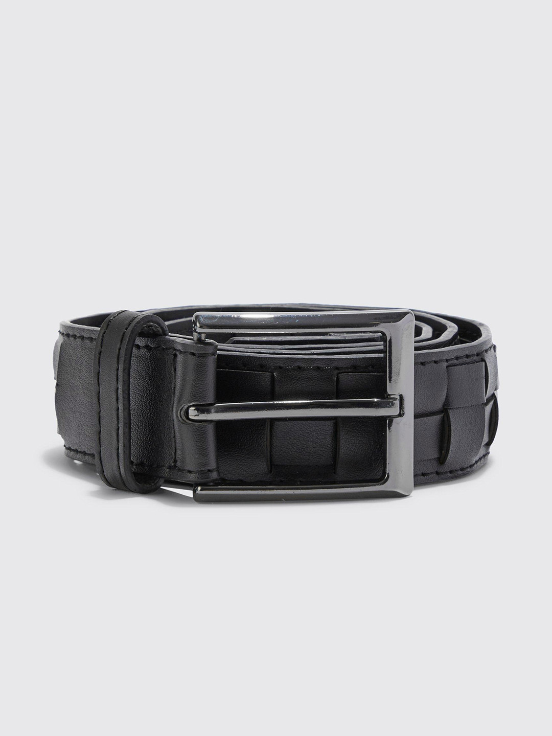 boohooMAN Basketweave Faux Leather Belt
