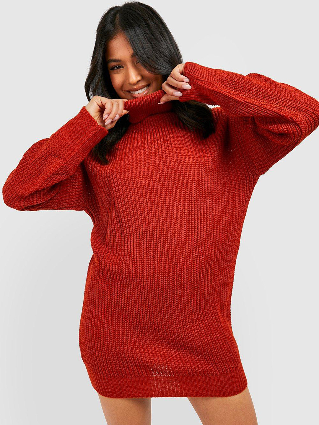 Boohoo Turtle Neck Sweater Mini Dress