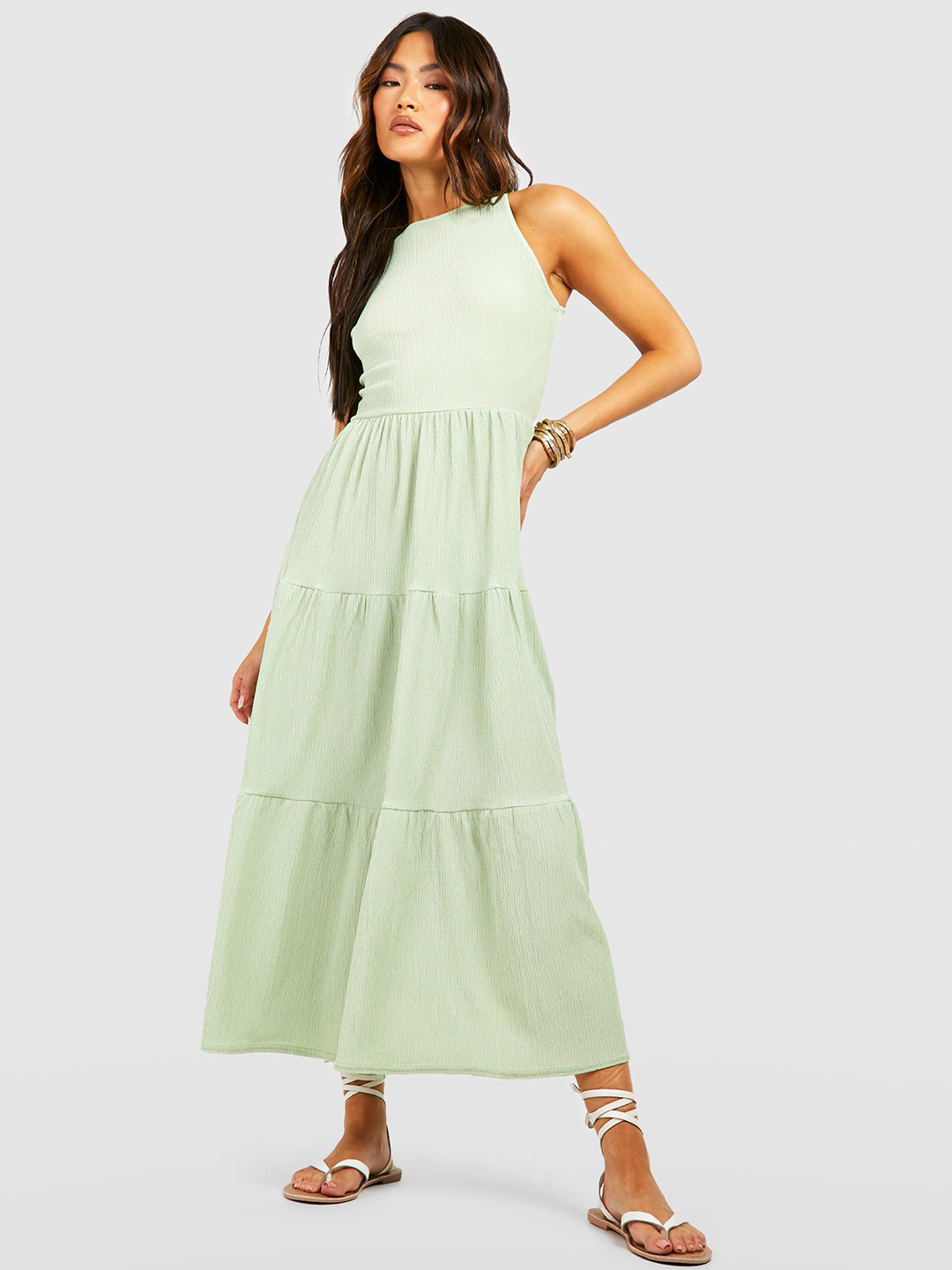 Boohoo Tiered Midi Dress
