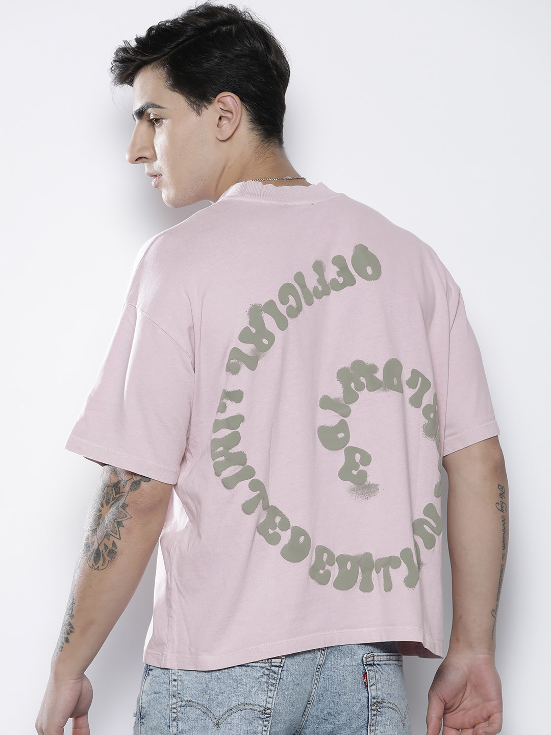 boohooMAN Pure Cotton Drop Shoulder Printed T-shirt
