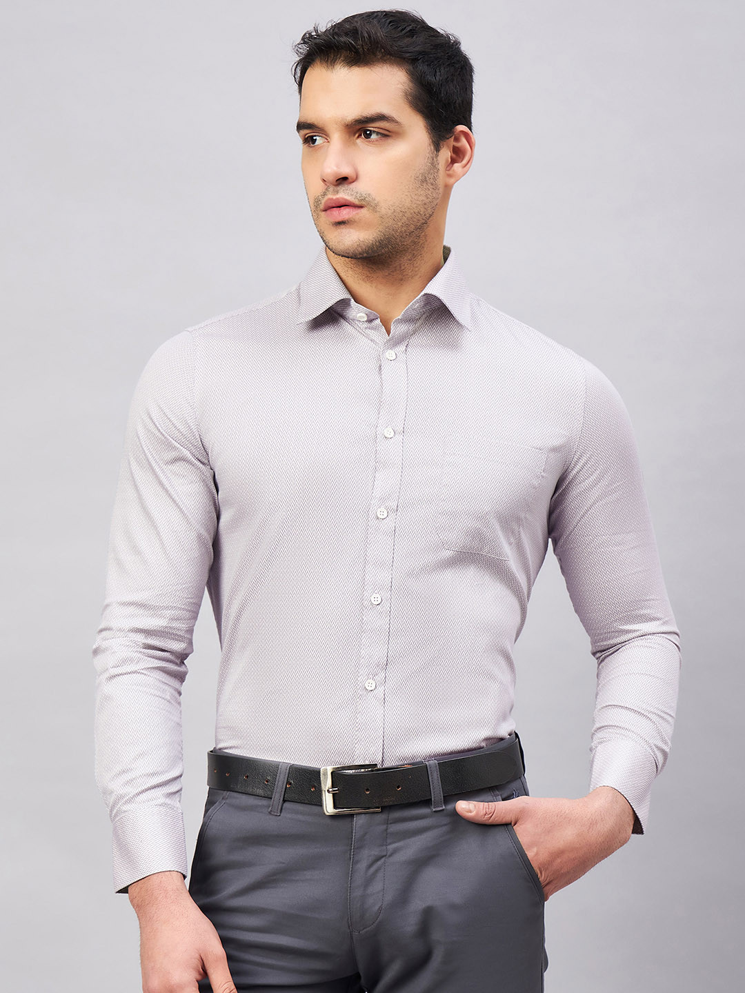 LOUIS STITCH Textured Comfort Cotton Formal Shirt