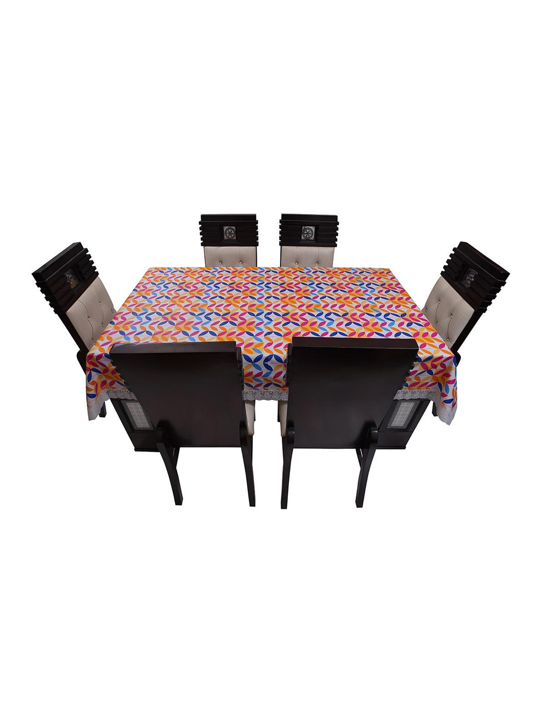 DREAM CARE Yellow & Blue Printed 6 & 8 Seater Rectangle Table Cover