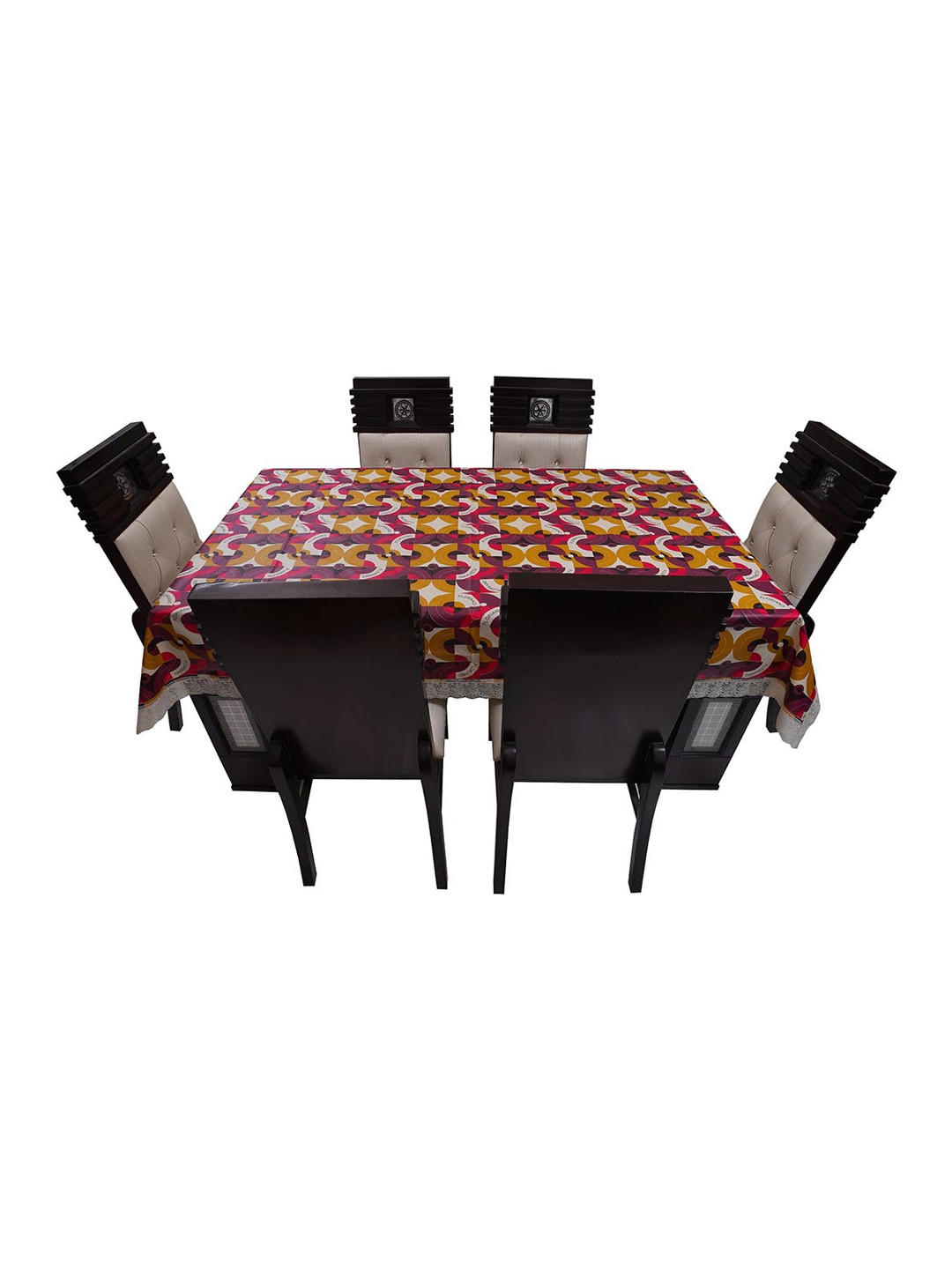 DREAM CARE Purple & Yellow Printed Waterproof 6 & 8 Seater Table Cover