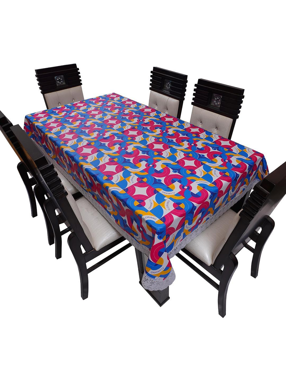 DREAM CARE Pink & Blue Printed Waterproof 6 & 8 Seater Table Cover