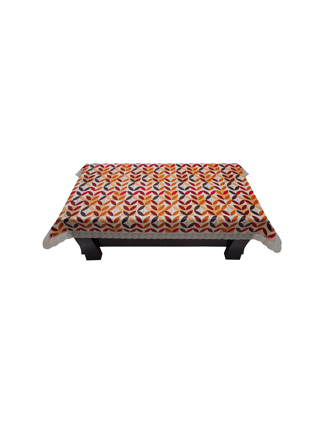 DREAM CARE White & Brown Printed Waterproof Rectangular Table Cover