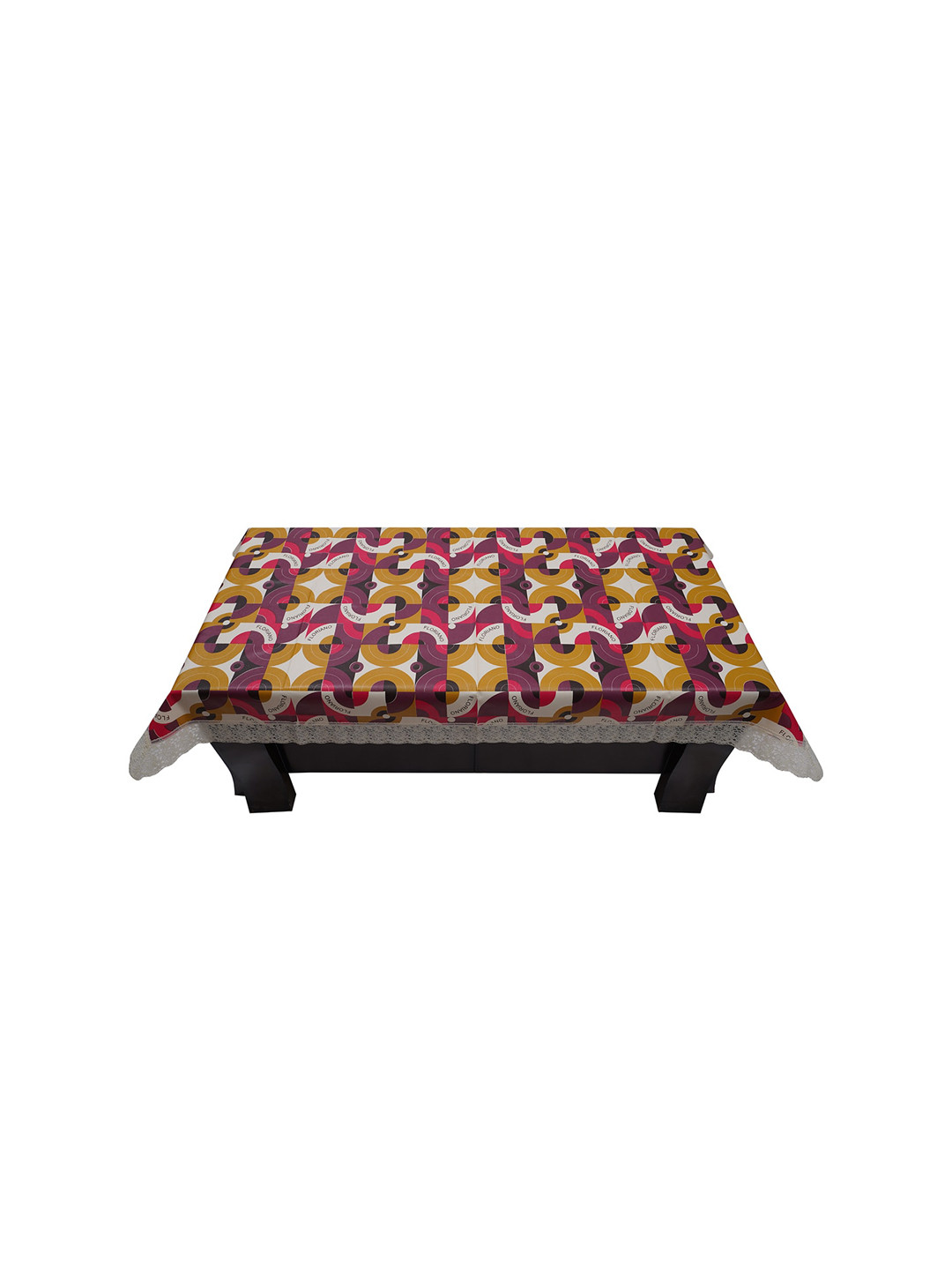 DREAM CARE Purple & Yellow Abstract Printed Waterproof Table Cover