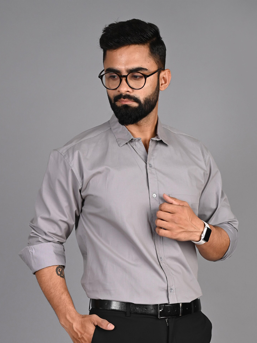 FUBAR Men Silver-Toned Slim Fit Opaque Formal Shirt