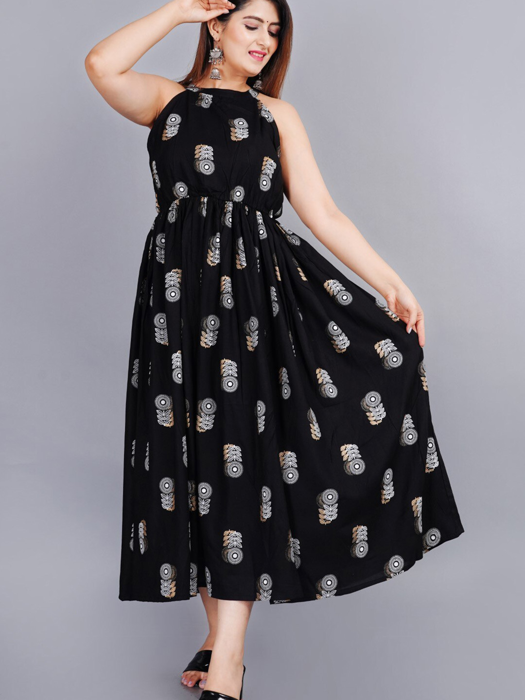 SIPET Floral Print Fit & Flare Dress