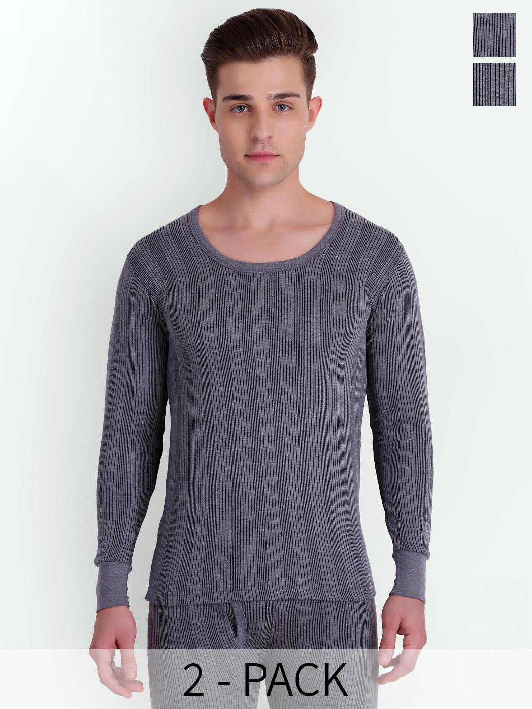 T.T. Elite Pack of 2 Striped Thermal Tops