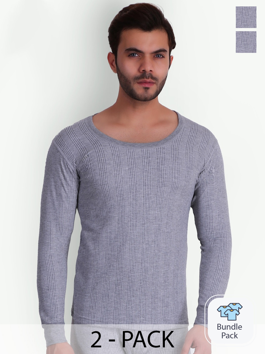 T.T. Men Elite Top Thermal Pack of 2 (Grey)-XXL