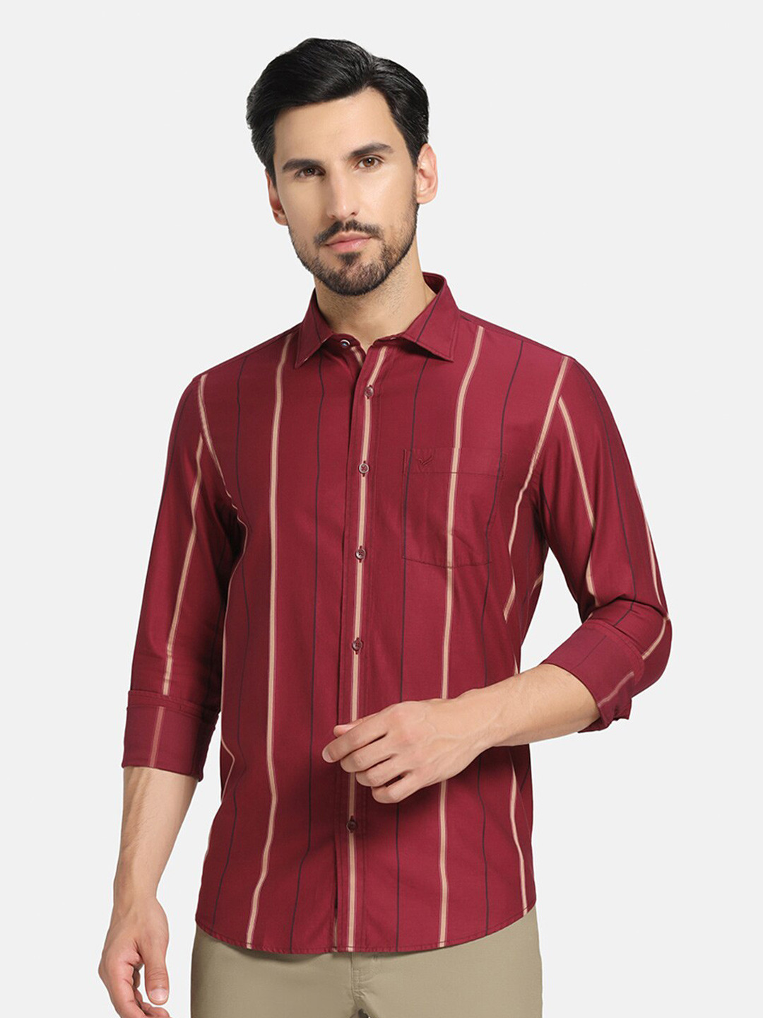 Blackberrys India Slim Vertical Striped Pure Cotton Casual Shirt