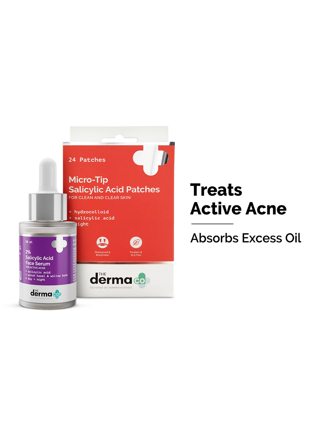 The Derma co. 2% Salicylic Acid Serum 30 ml + 24 Patches Micro-Tip Salicylic Acid Patches