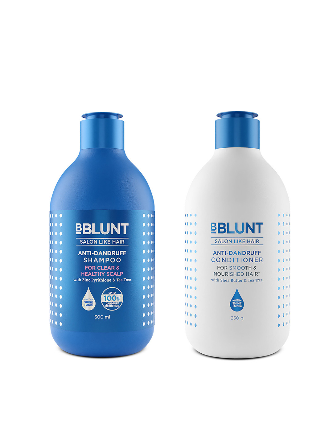 BBLUNT Anti-Dandruff Shampoo 300ml & Conditioner 250g Combo With Tea Tree & Shine Tonic
