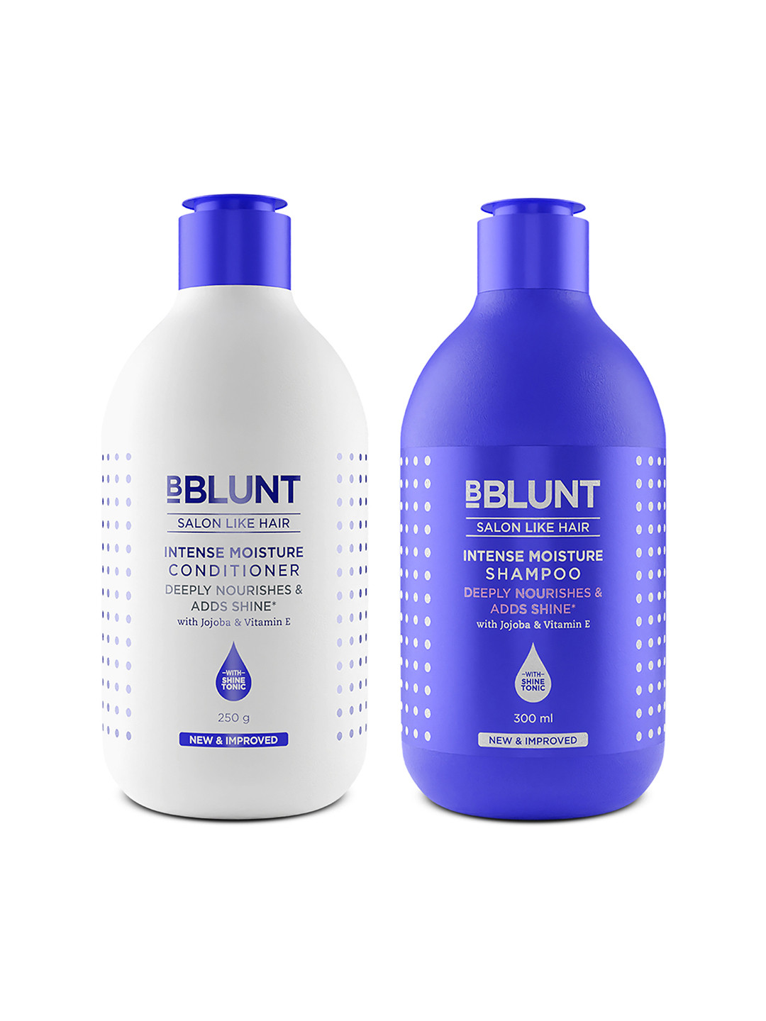 BBLUNT Intense Moisture Shampoo 300ml & Conditioner 250g Combo With Jojoba & Shine Tonic