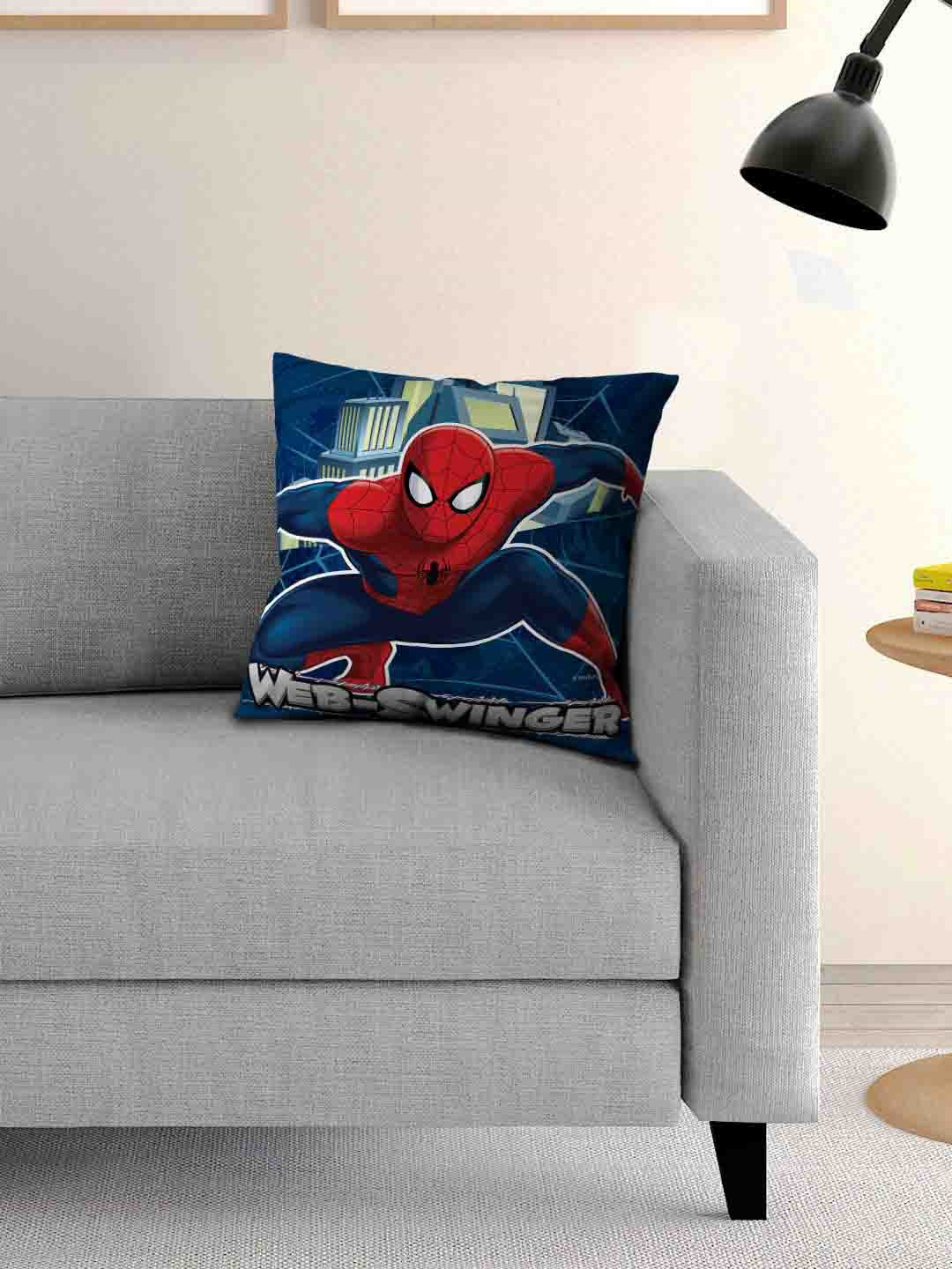 Athom Trendz Blue & Red Printed Cushion with Cusion Cover