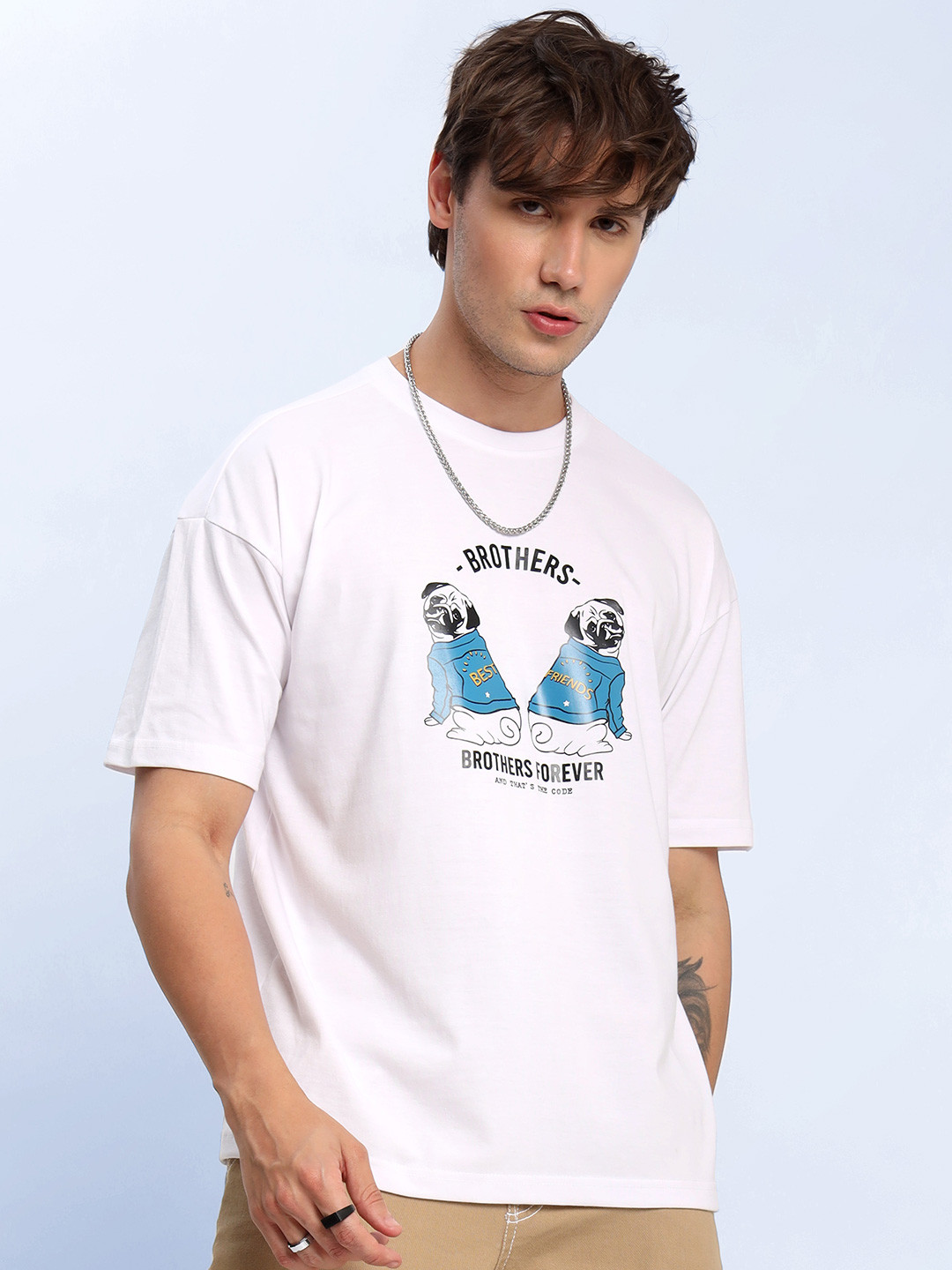 Beyoung Graphic Printed Drop-Shoulder Sleeves Oversized Cotton T-shirt