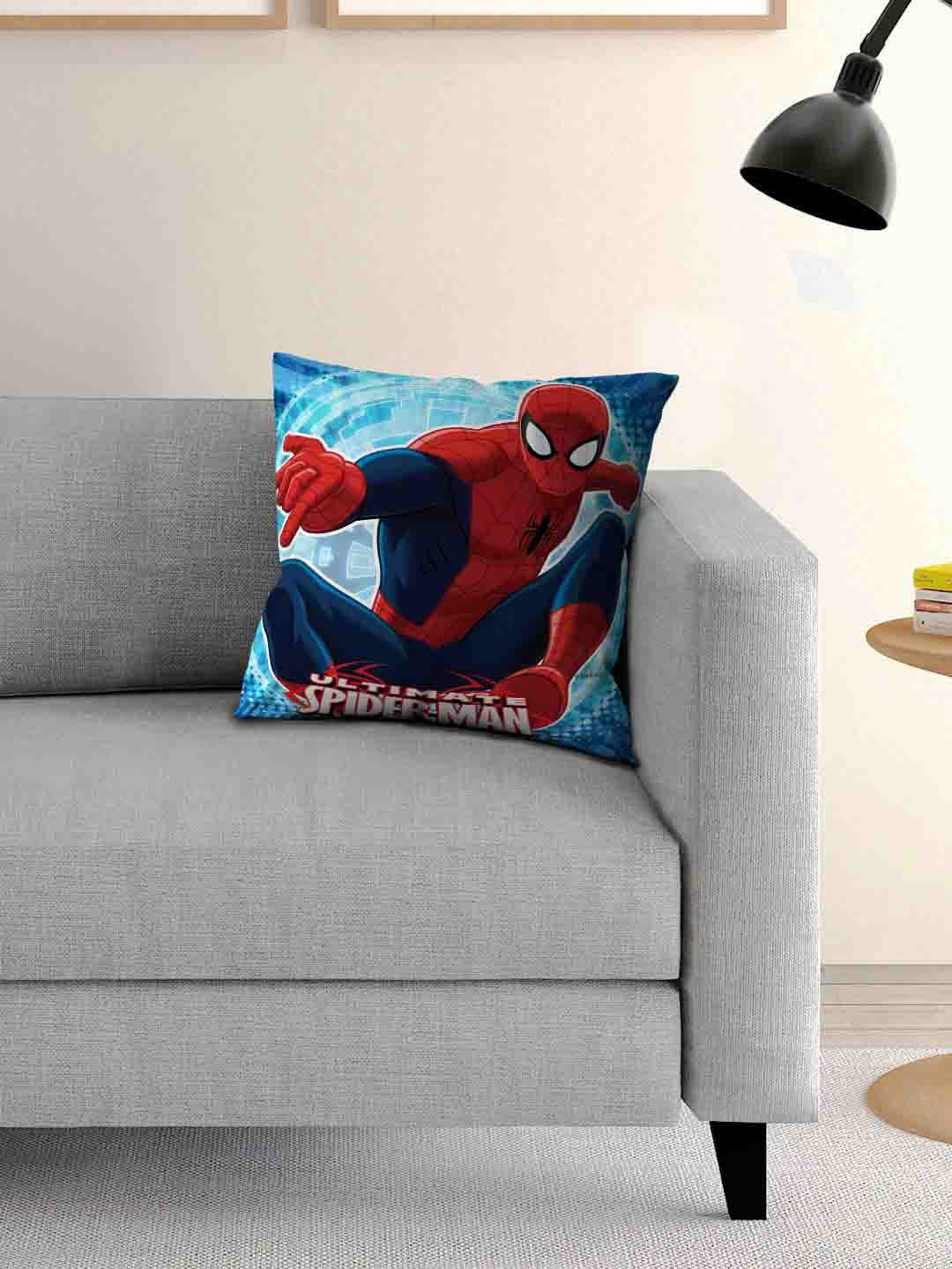 Athom Trendz Blue & Red Printed Cushion with Cusion Cover