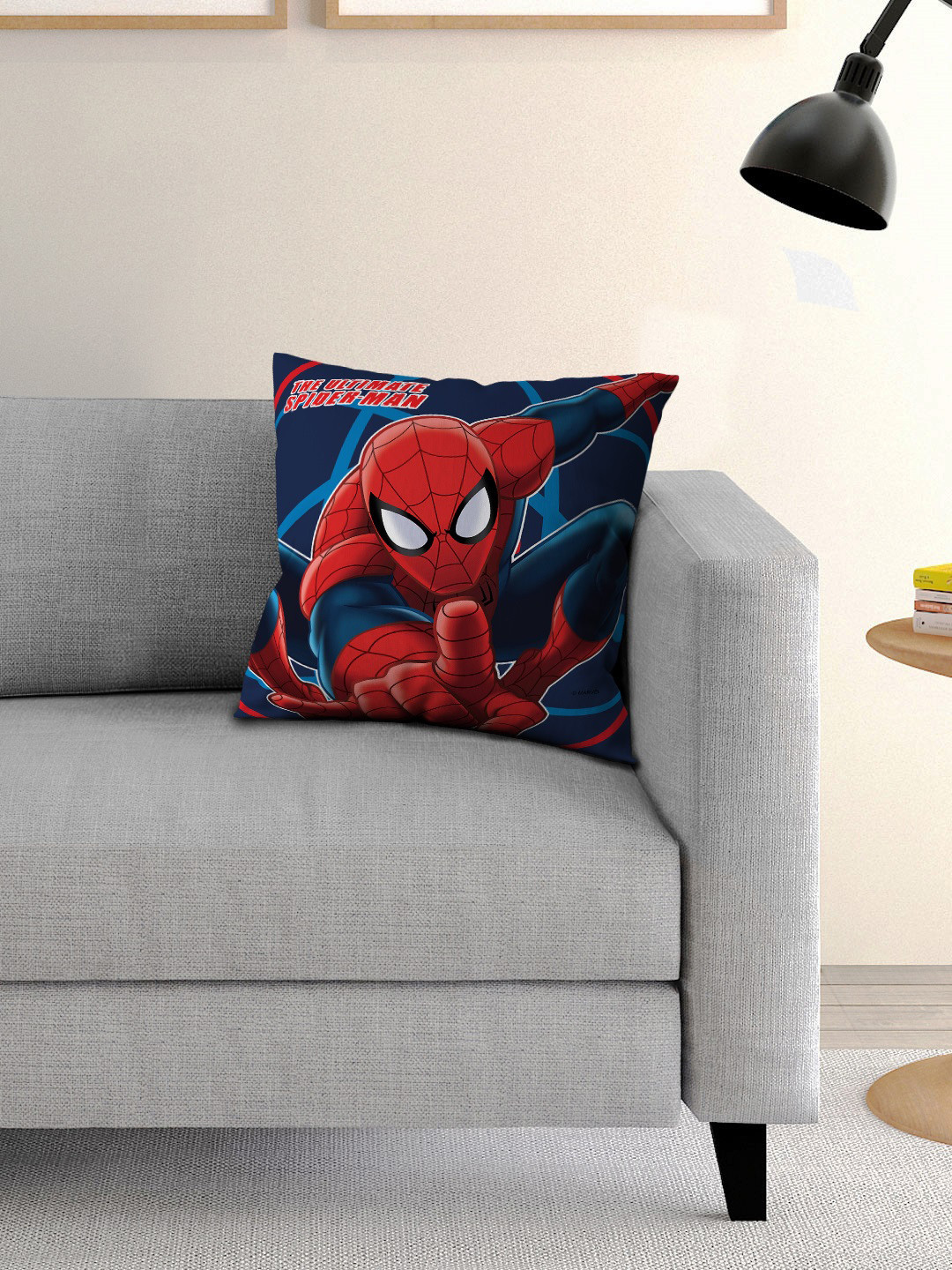 Athom Trendz Red and Blue Printed Cushion with Cusion Cover