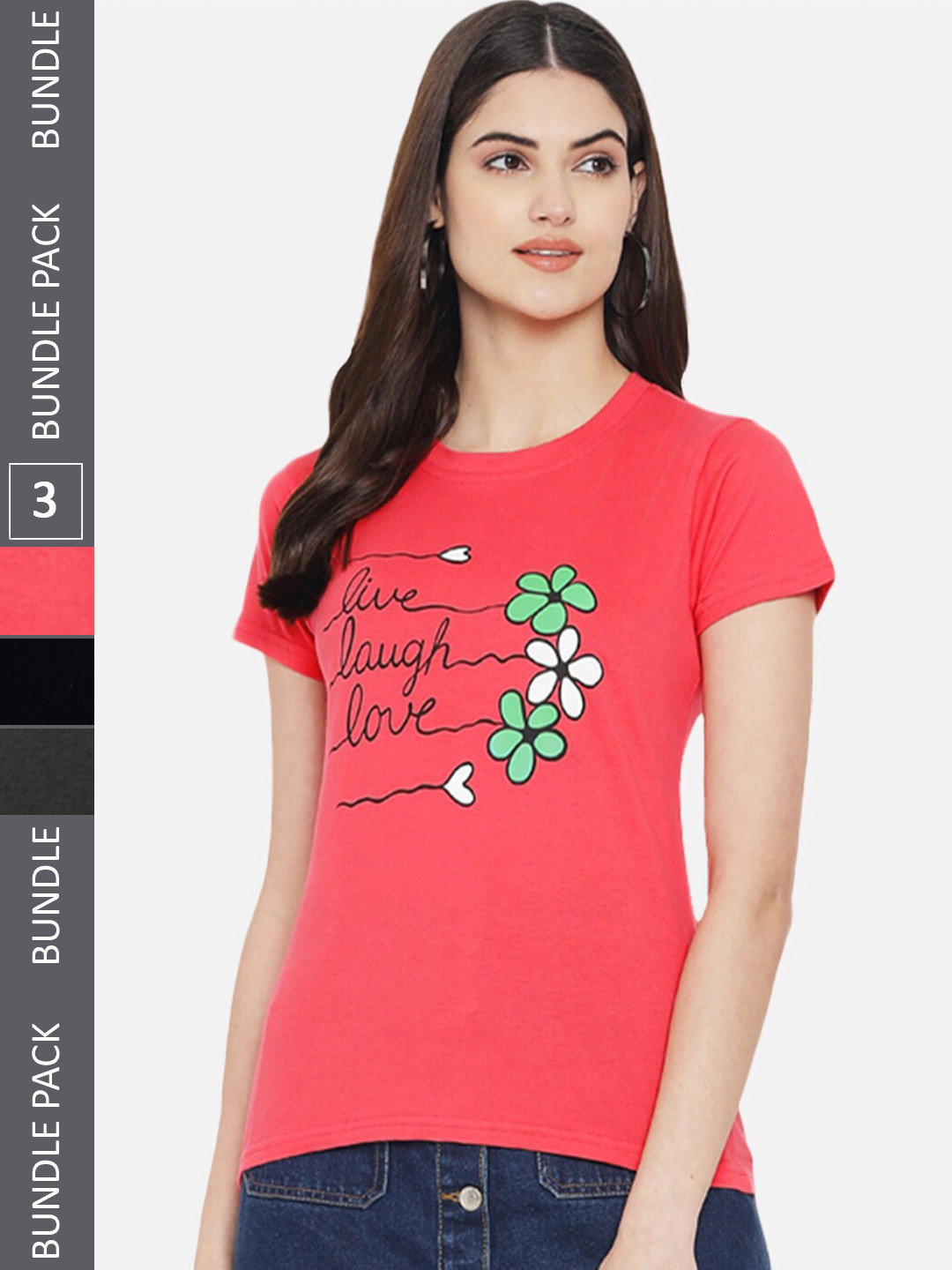 Fabflee Pack of 3 Printed Knitted Cotton T-Shirt