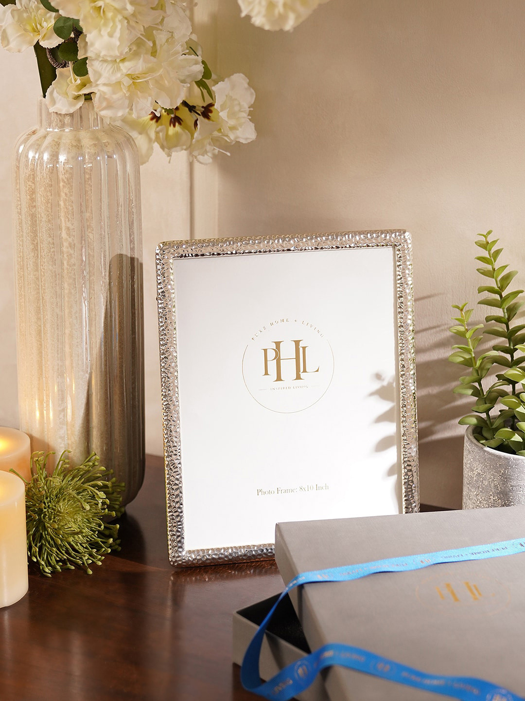 Pure Home and Living Silver Plated Hammered Metal Photo Frame - Large