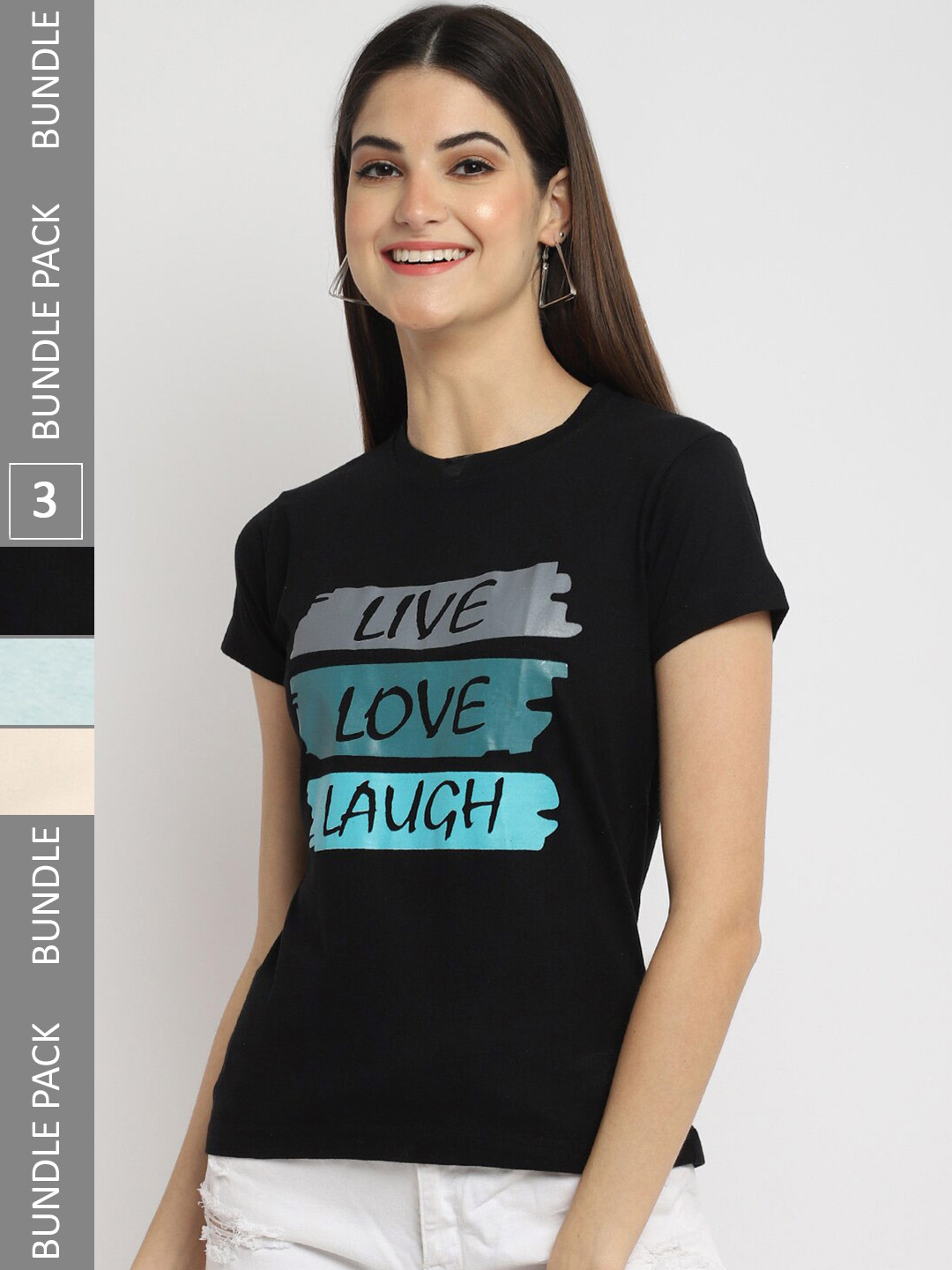 Fabflee Pack of 3 Typography Printed Short Sleeved Cotton T-shirts