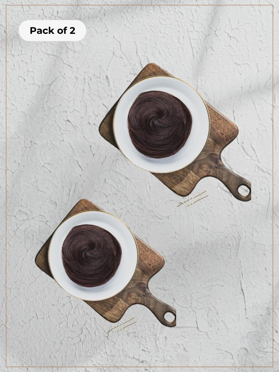 HAIR ORIGINALS Set of 2 Human Hair String Donut Bun - Dark Brown