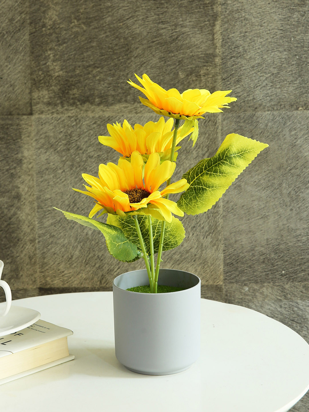 TIED RIBBONS Artificial Sunflower Flowers and Plants With Pot