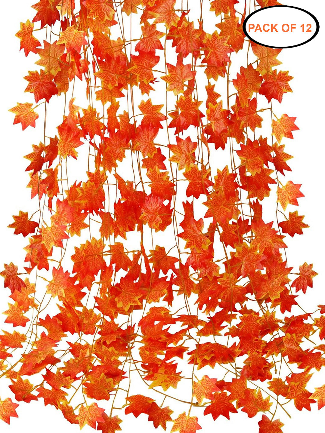 TIED RIBBONS Orange Yellow Set of 12 Maple Creepers Artificial Flowers and Plants