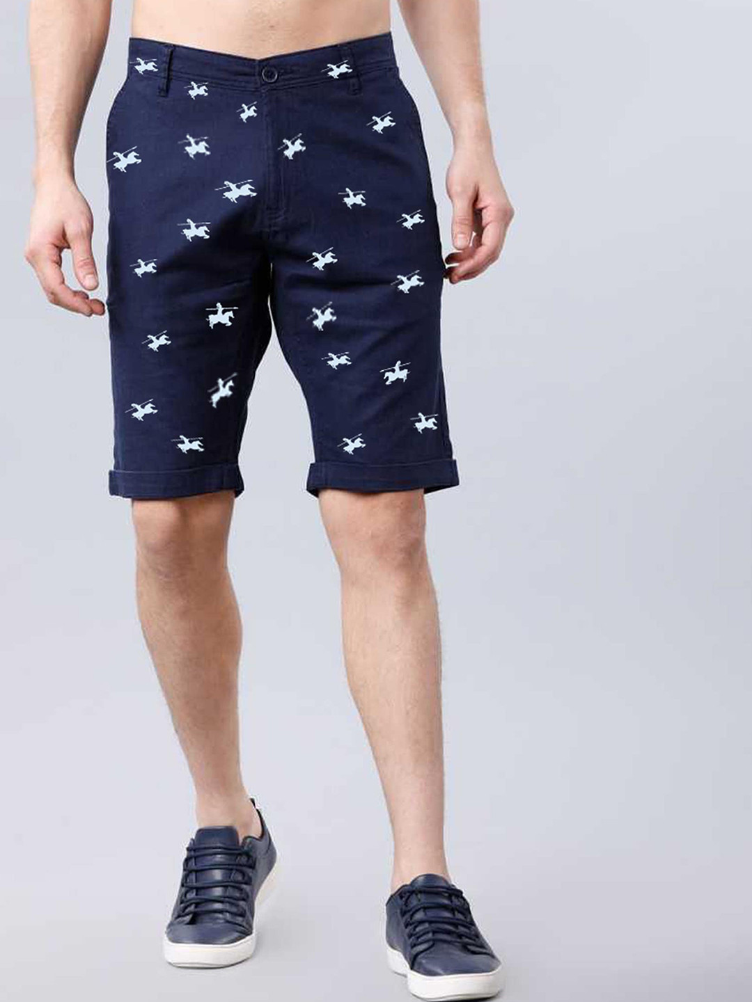 FUBAR Men Conversational Printed Mid-Raise Slim Fit Chino Shorts