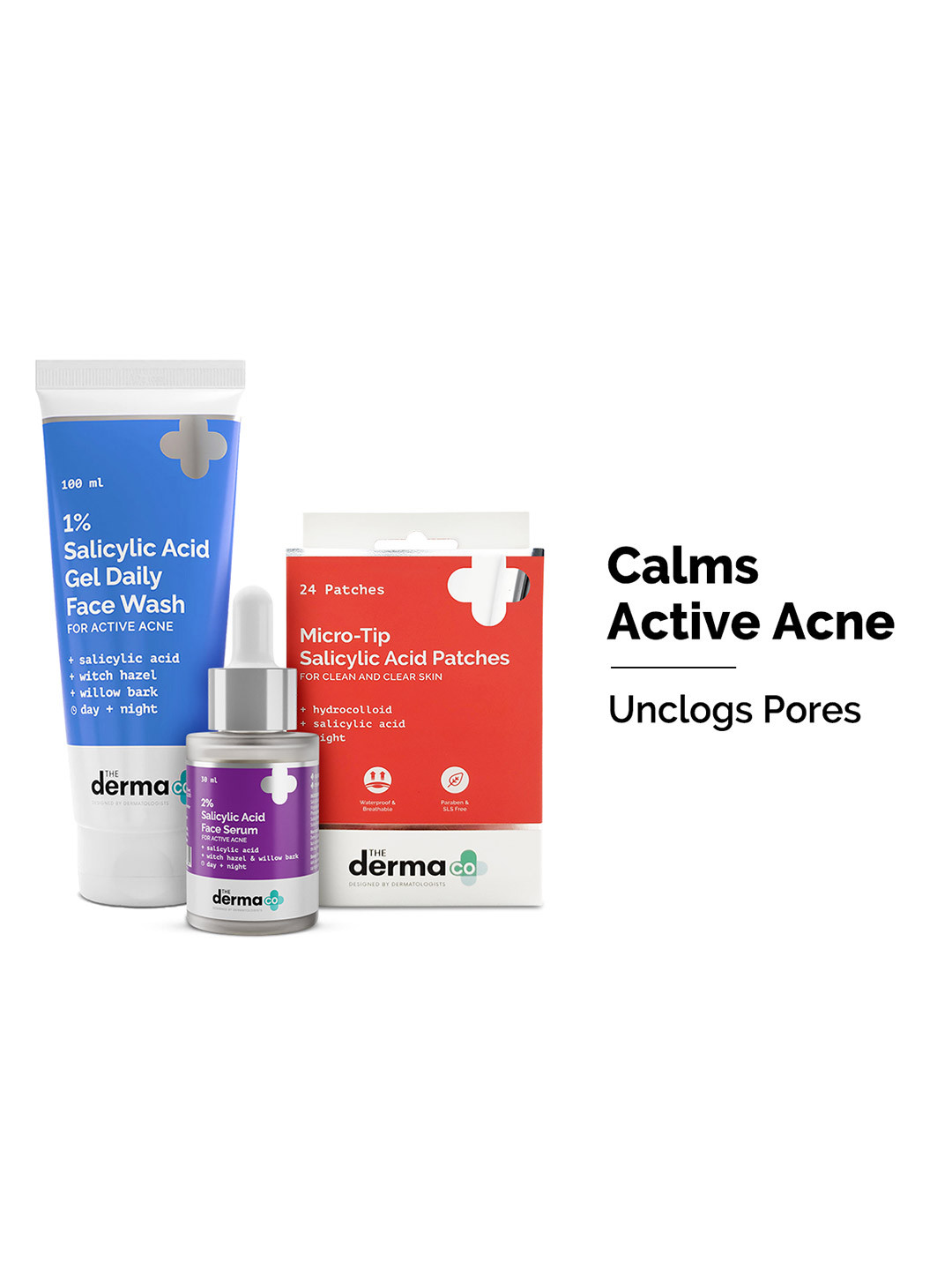 The Derma co. Salicylic Acid Set of Gel Face Wash + Face Serum + Acid Patches