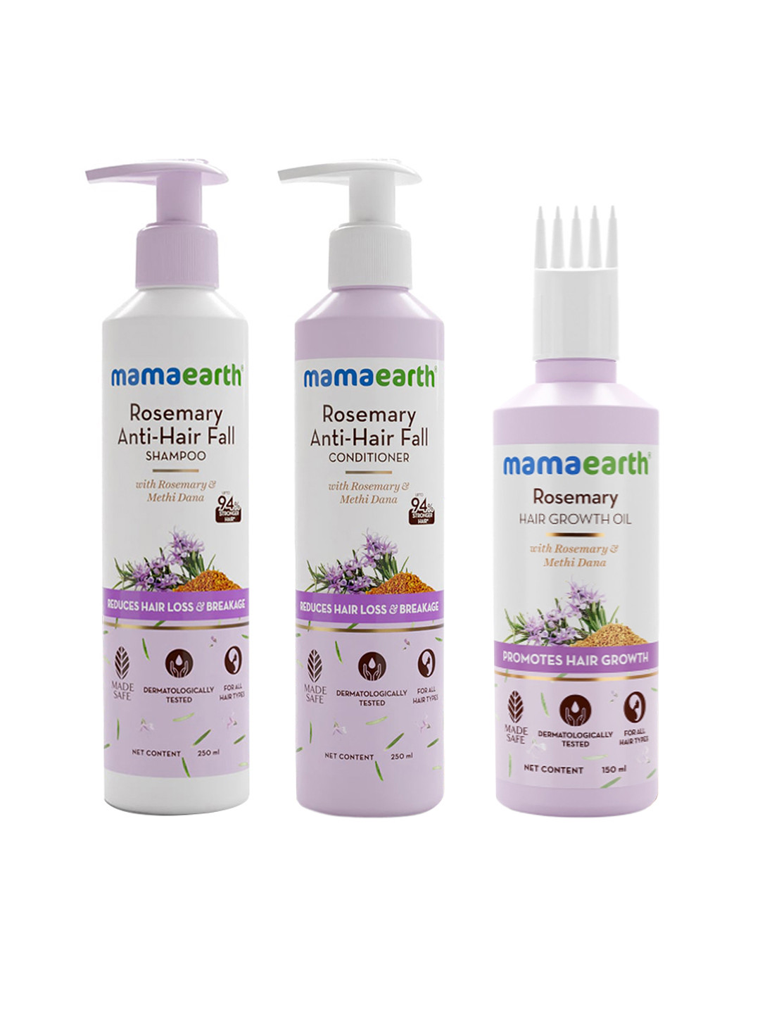 Mamaearth Set of Rosemary Anti-Hair Fall Shampoo + Conditioner + Hair Growth Oil