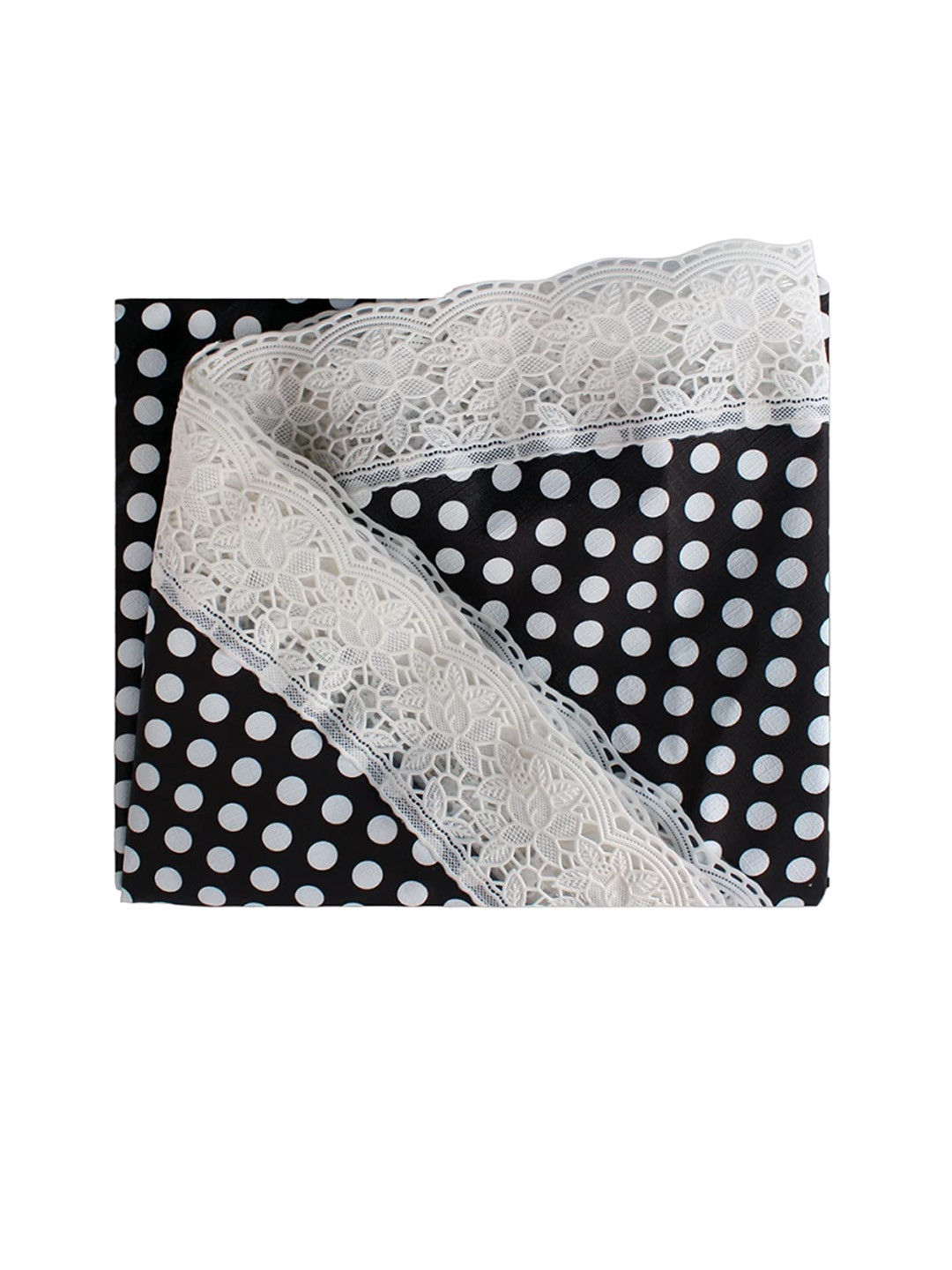 Dakshya Industries Black Polka Dot Printed 6-Seater Table Cover