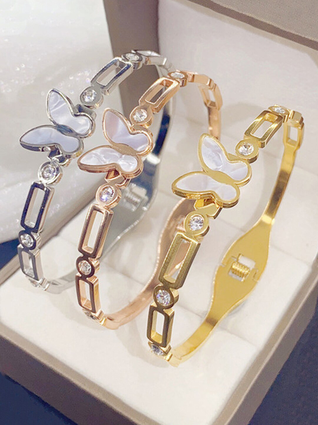 Jewels Galaxy Set Of 3 Mother of Pearl Cuff Bracelet