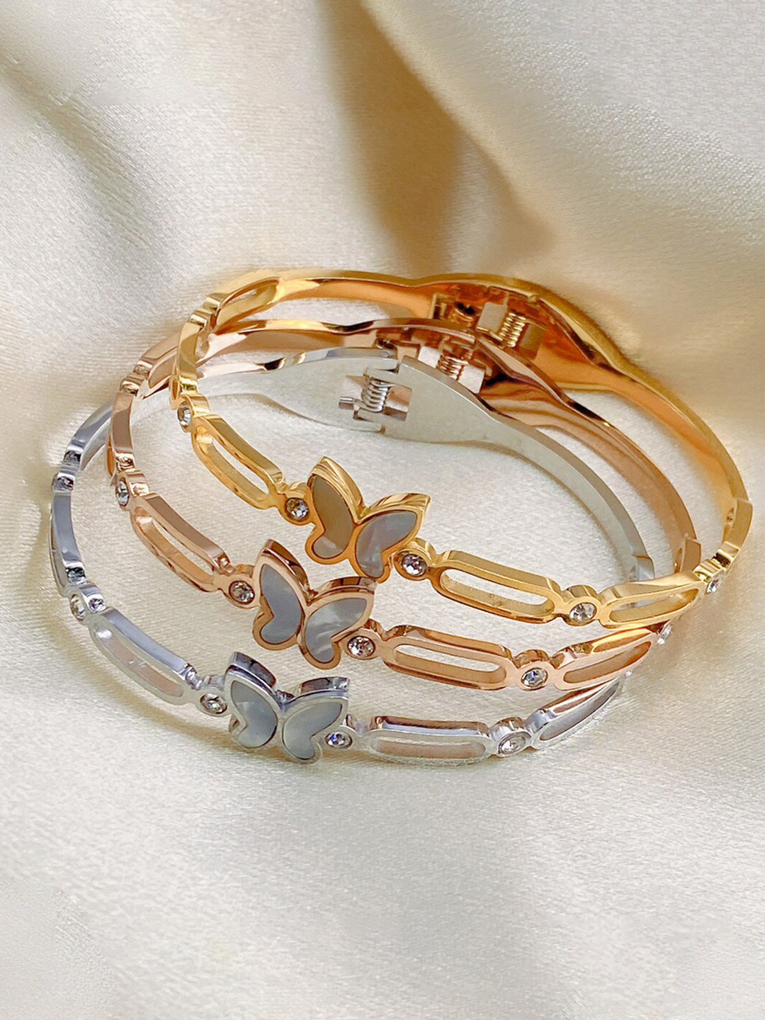 Designs & You Set Of 3 Butterfly Bangle-Style Bracelet