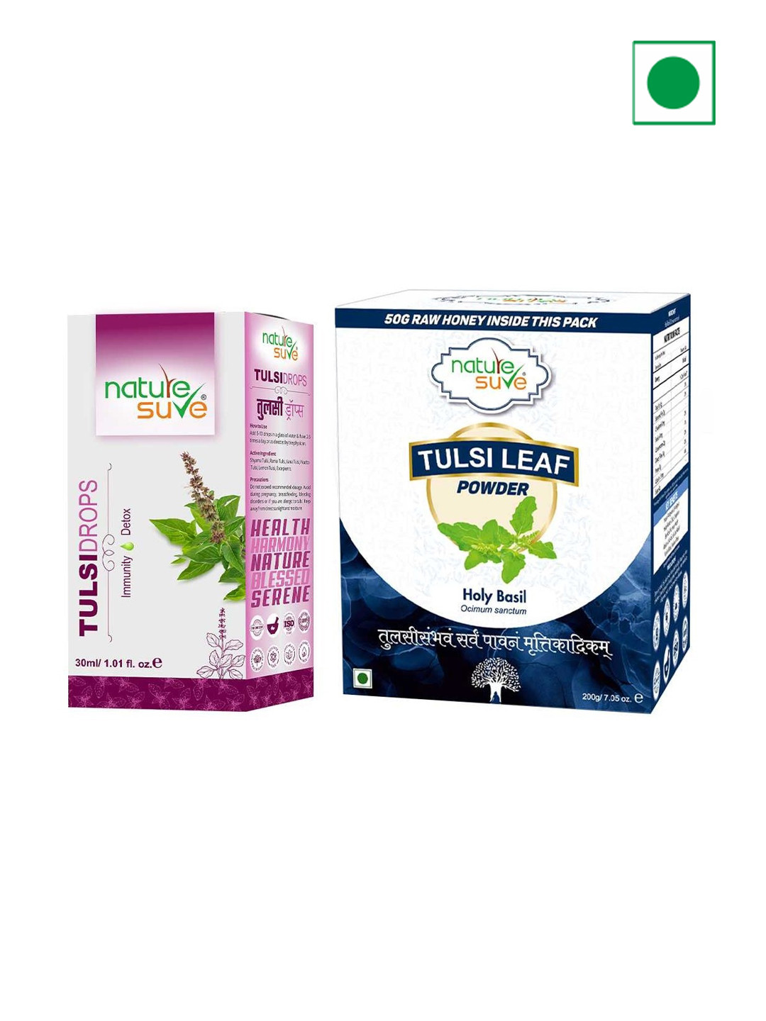 Nature Sure Tulsi Drops 30ml & Tulsi Leaf Powder 200g