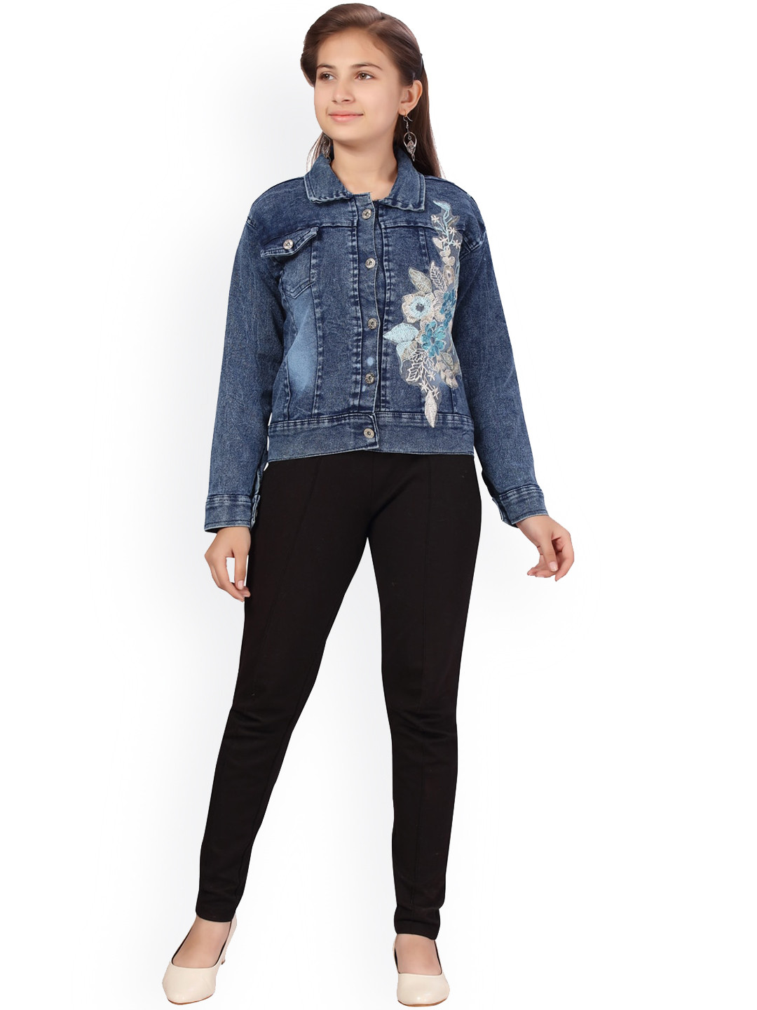 BAESD Girls Embroidered Lightweight Cotton Denim Jacket