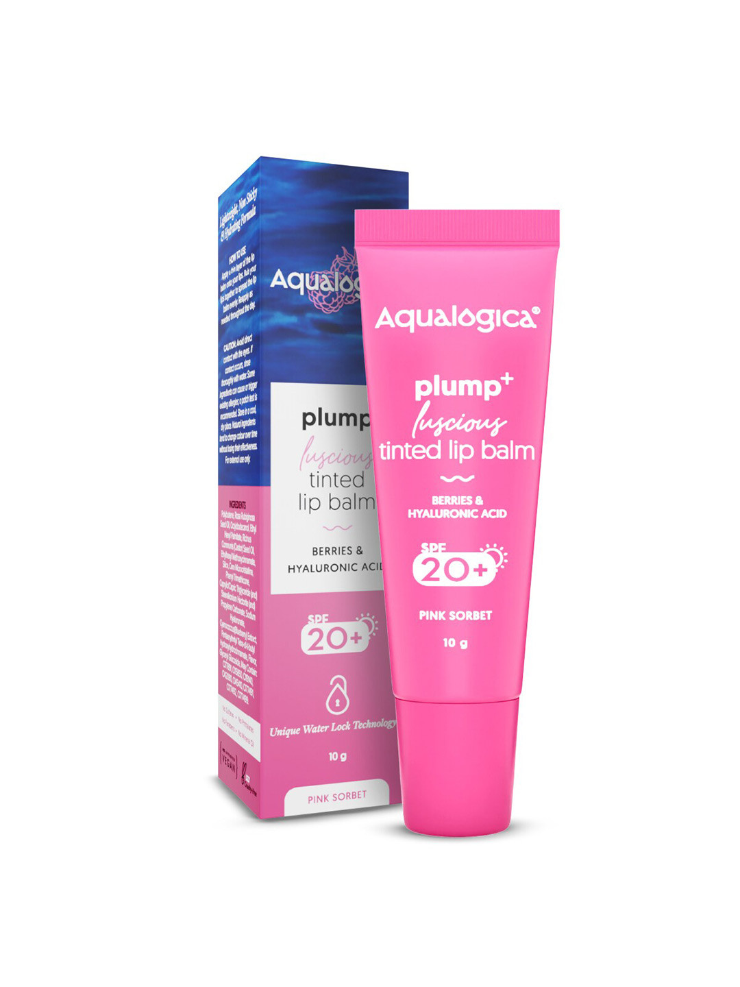 Aqualogica Plump+ Luscious Tinted Lip Balm with Hyaluronic Acid 10g - Pink Sorbet