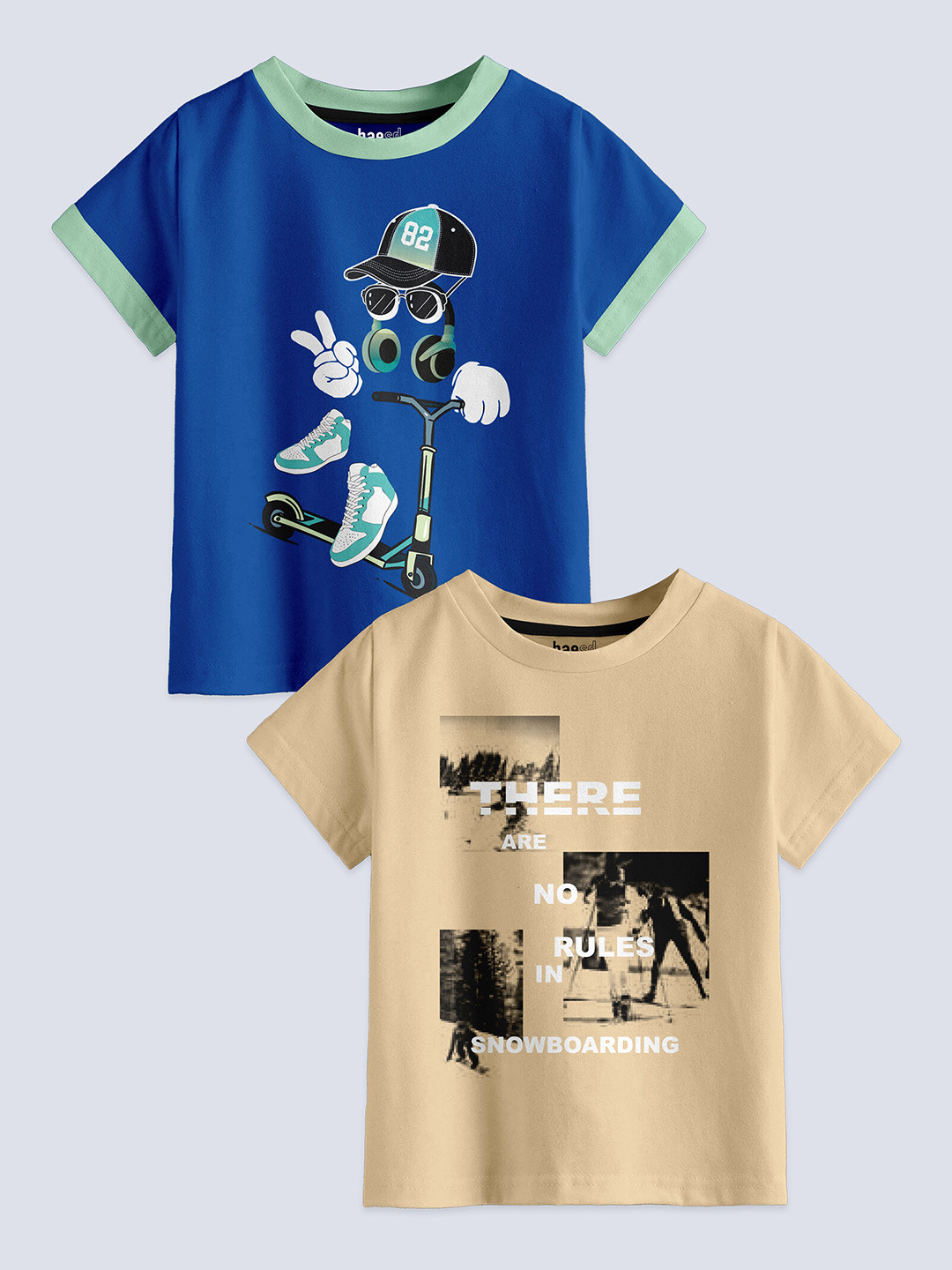 BAESD Boys Pack Of 2 Graphic Printed Pure Cotton Casual T-Shirt