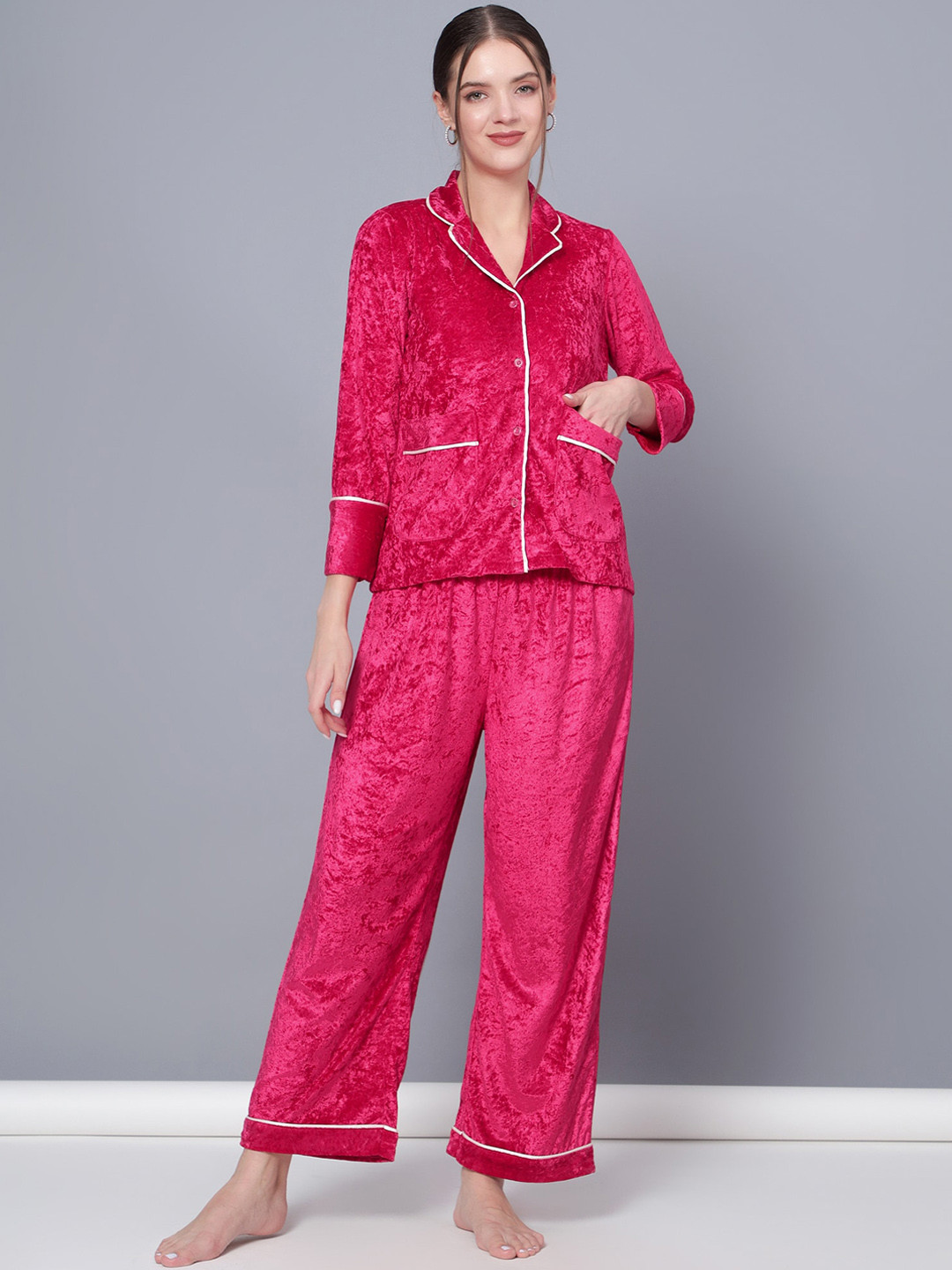 Golden Kite Lapel Collar Velvet Night suit