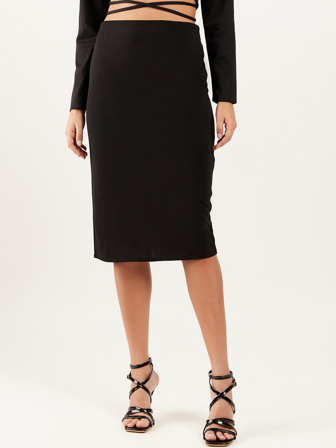 Athena Back Slit Knee Length Pencil Skirt