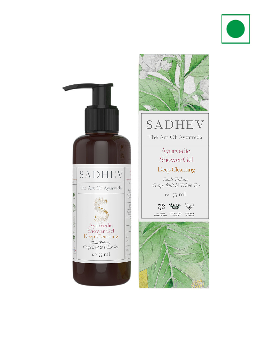 SADHEV The Art Of Ayurveda Deep Cleansing Shower Gel with Grapefruit & White Tea - 75 ml