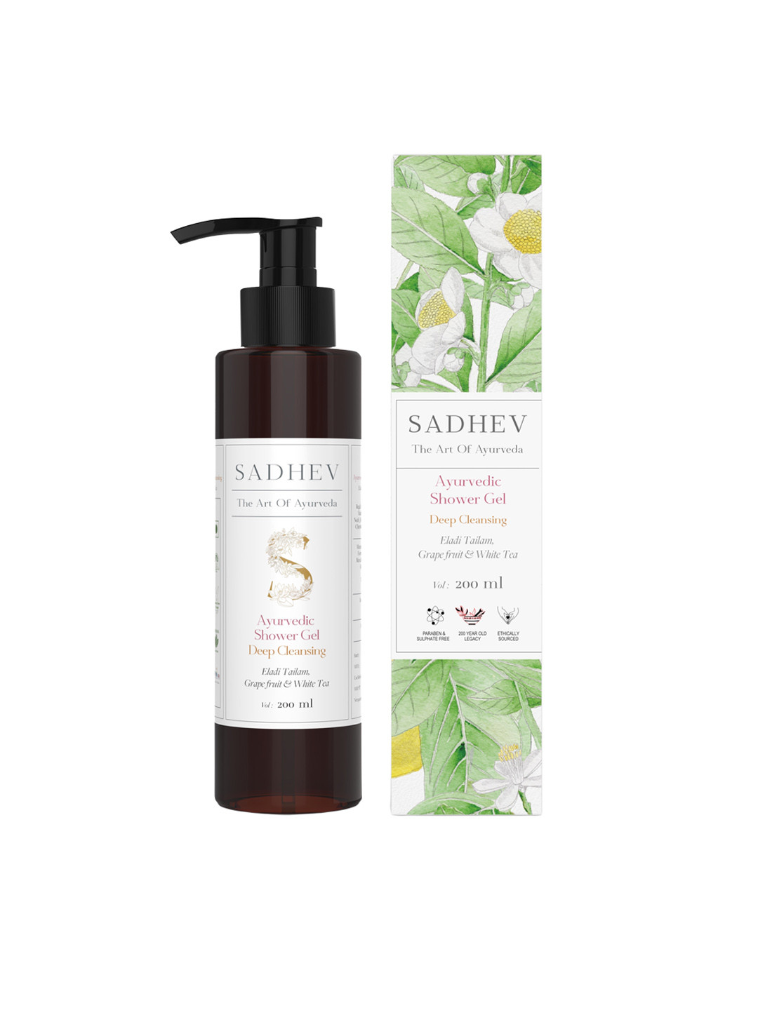 SADHEV The Art Of Ayurveda Deep Cleansing Shower Gel with Grapefruit & White Tea - 200 ml